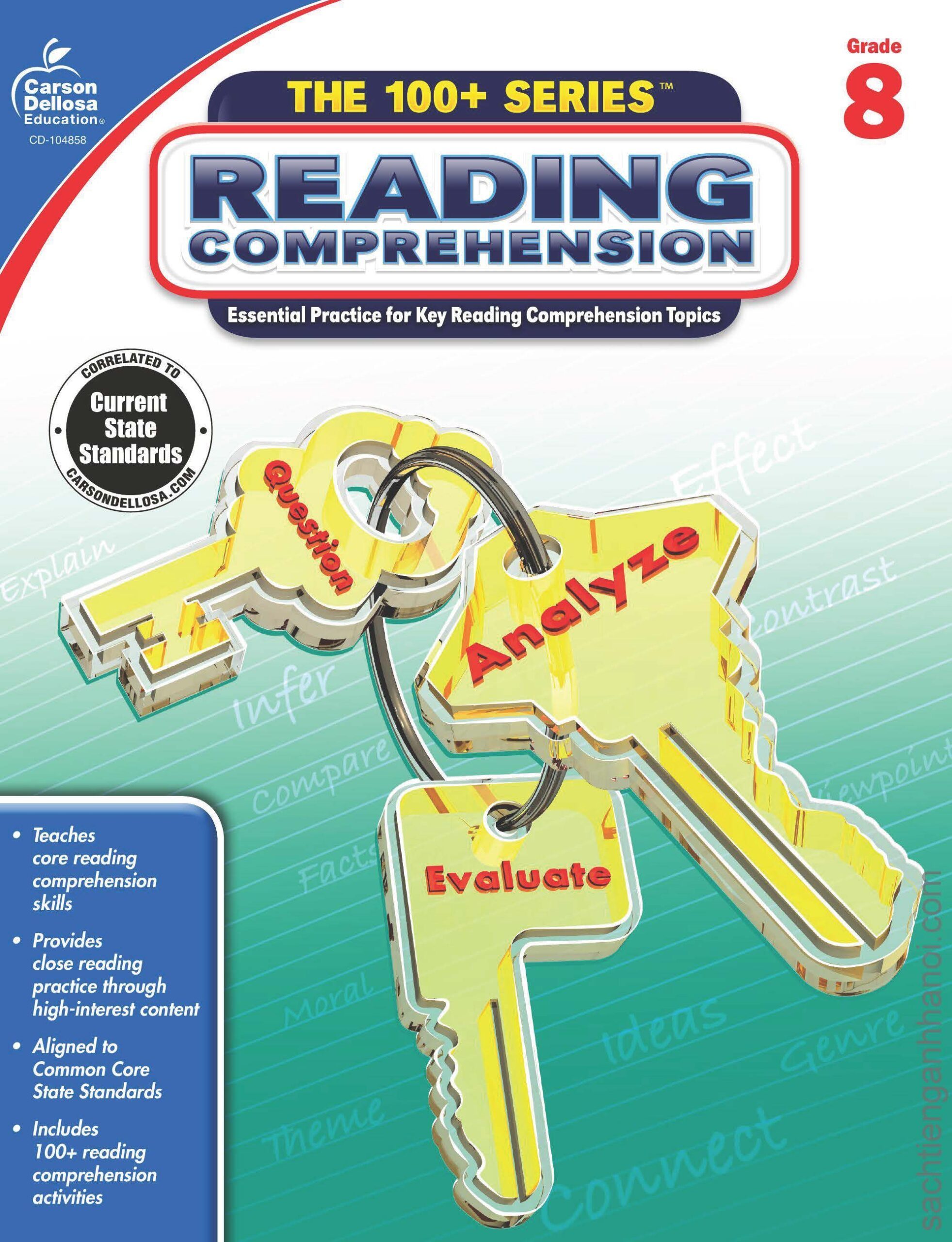 [Sách] 100+ Series – Reading Comprehension, Grade 8 – Sách giấy gáy xoắn